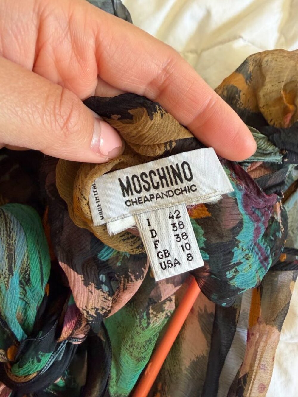 Y2K Vintage Moschino Off-the-Shoulder Silk Skirt Set - Picture 5 of 5